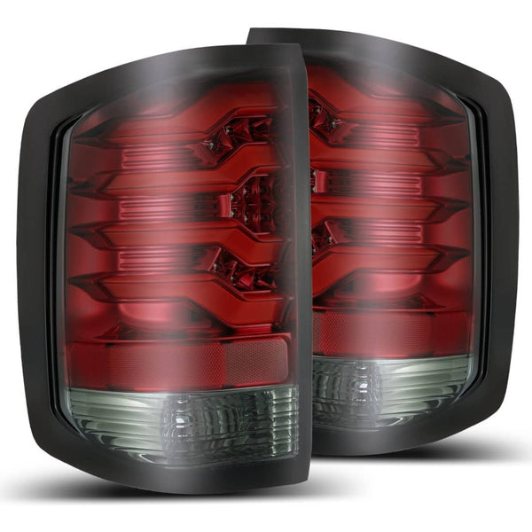 AlphaRex Red Smoke Pro Series LED Tail Lights - 14-18 Chev 1500 / 15-19 HD Without Factory LED Tail Lights