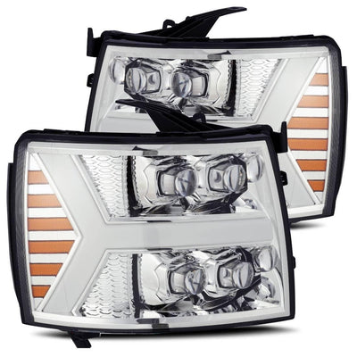 LED Projector Headlights 07-13 Silverado 1500 Chrome AlphaRex Nova Series