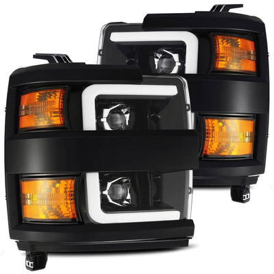 Projector Headlights Silverado HD 15-19 Black AlphaRex Pro Series