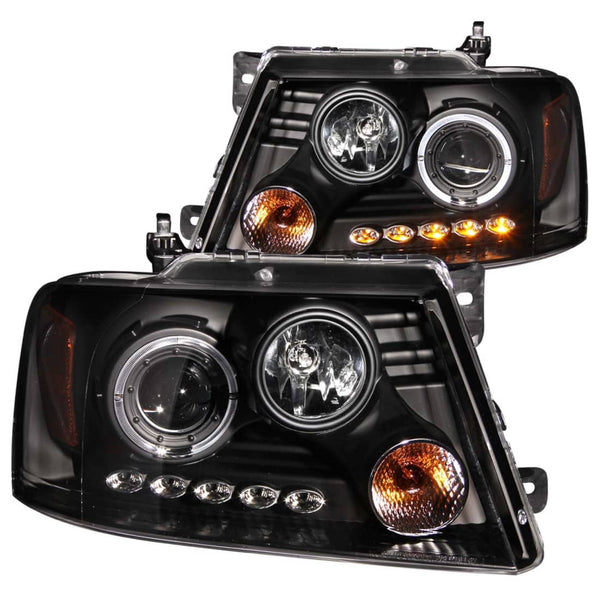 Anzo Black Projector Headlights with LED Halo - 04-08 F150
