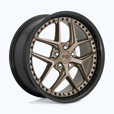 Niche M227 Vice 20X9 5X114.3 alésage central 72.56 +35MM - bronze mat avec anneau de talon noir