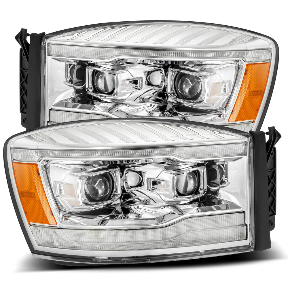 AlphaRex Phares à projecteur DEL LUXX style Plank avec clignotant séquentiel/feux de jour 06-08 Dodge Ram 1500HD - chrome