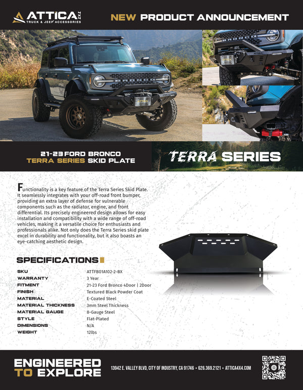 Attica 4x4 2021-2026 Ford Bronco Terra Series Skid Plate