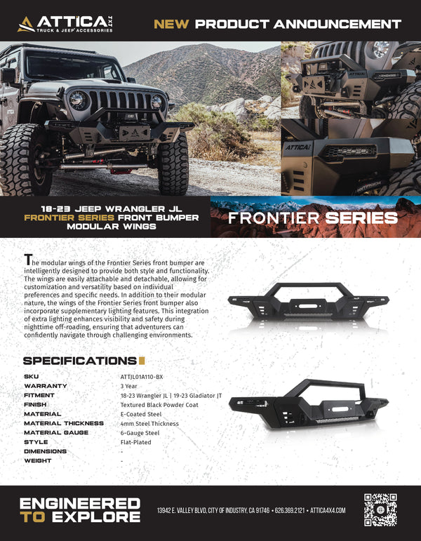 Attica 4x4 2018-2024 Jeep Wrangler JL / Gladiator 2019-23 Frontier Series Modular Wings