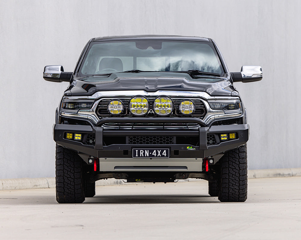 Ironman 4x4 Apex Single Hoop Front Bumper — 2019-2024 Ram 1500 (BBP085A-SLK-BFABF)