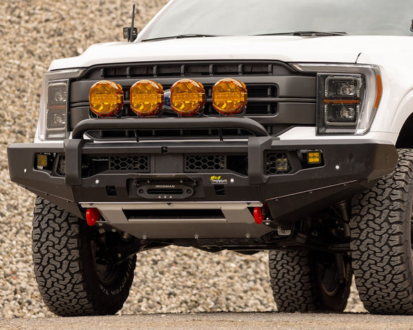 Ironman 4x4 - Apex Single Hoop Front Bumper - 40W Flood Amber Lights - 20W Spot Clear Lights for Ford F-150 (2021+) (BBP109A-SLK-BFAB)