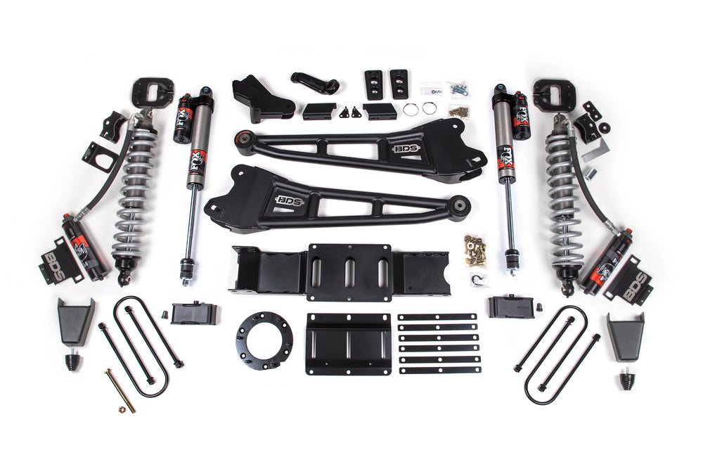 Kit de suspension à bras de rayon de 6 pouces pour Ram 3500 4x4 2019-2024, arrière de 5 pouces, cale avec surcharge, 8 boulons Diesel - Amortisseurs 2.5 PES C/O à l'avant, 2.5 PES à l'arrière