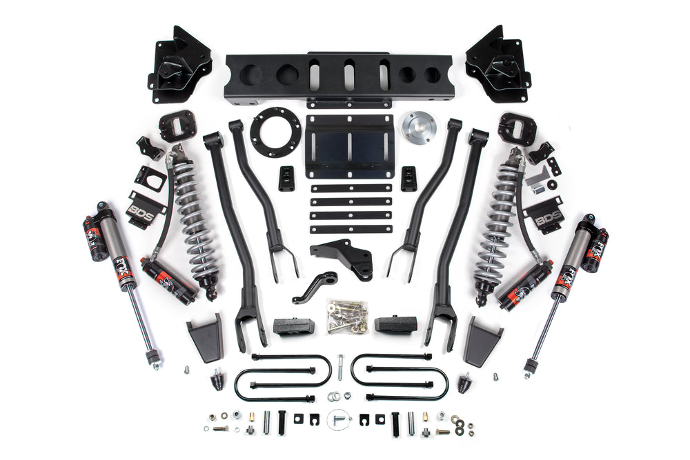 Kit de suspension à bras de force 4 po pour Ram 3500 4RM 2013-2018, arrière 2 po, bloc, moteur diesel 8 boulons – Amortisseurs 2.5 PES C/O à l'avant, 2.5 PES à l'arrière
