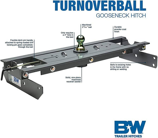 B&W Below Bed Gooseneck Hitch - Dodge Ram 94-01 1500/ 94-02 2500/3500