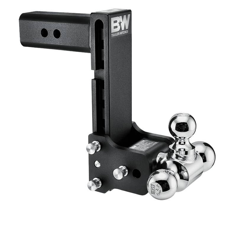 Adjustable Ball Mount B&W Tow & Stow Ball Mount with Ball 2-1/2 Inch Shank 8-1/2 Inch Drop 9-INCH Rise W/1-7/8 & 2-5/16 & 2 Inch Balls