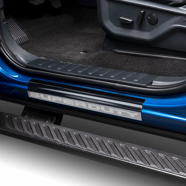 Putco 2017+ F250/F350 Super Crew with Super Duty Etching 4 Pcs Ford Black Platinum Door Sills