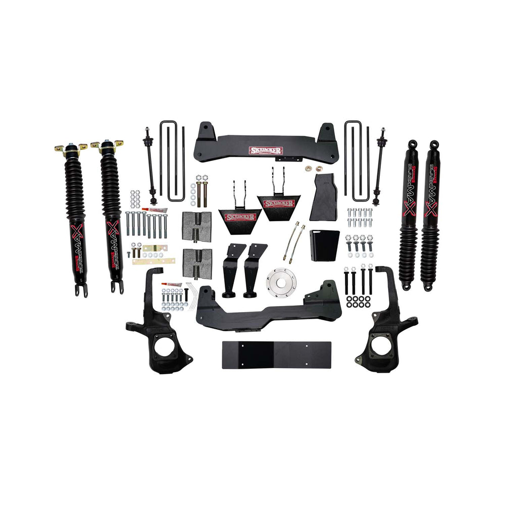 Skyjacker 6 in. Suspension Lift Kit With Torsion Bar Drop Brackets And Black MAX Shocks. — Front — 2011-2019 Chevrolet Silverado 2500 HD, GMC Sierra 2500 HD (C1168K-B)