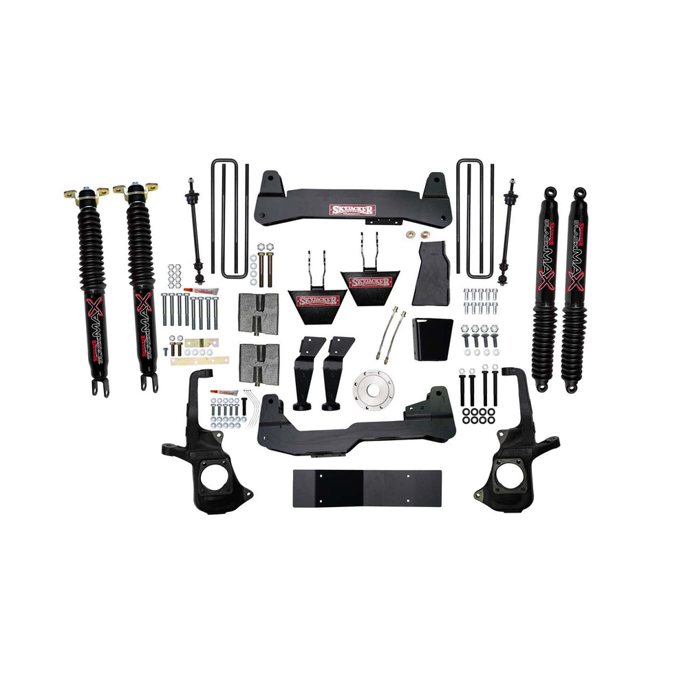 Skyjacker 6 in. Suspension Lift Kit With Torsion Bar Drop Brackets And Black MAX Shocks. — Front — 2011-2019 Chevrolet Silverado 3500 HD, GMC Sierra 3500 HD (C1168KH-B)