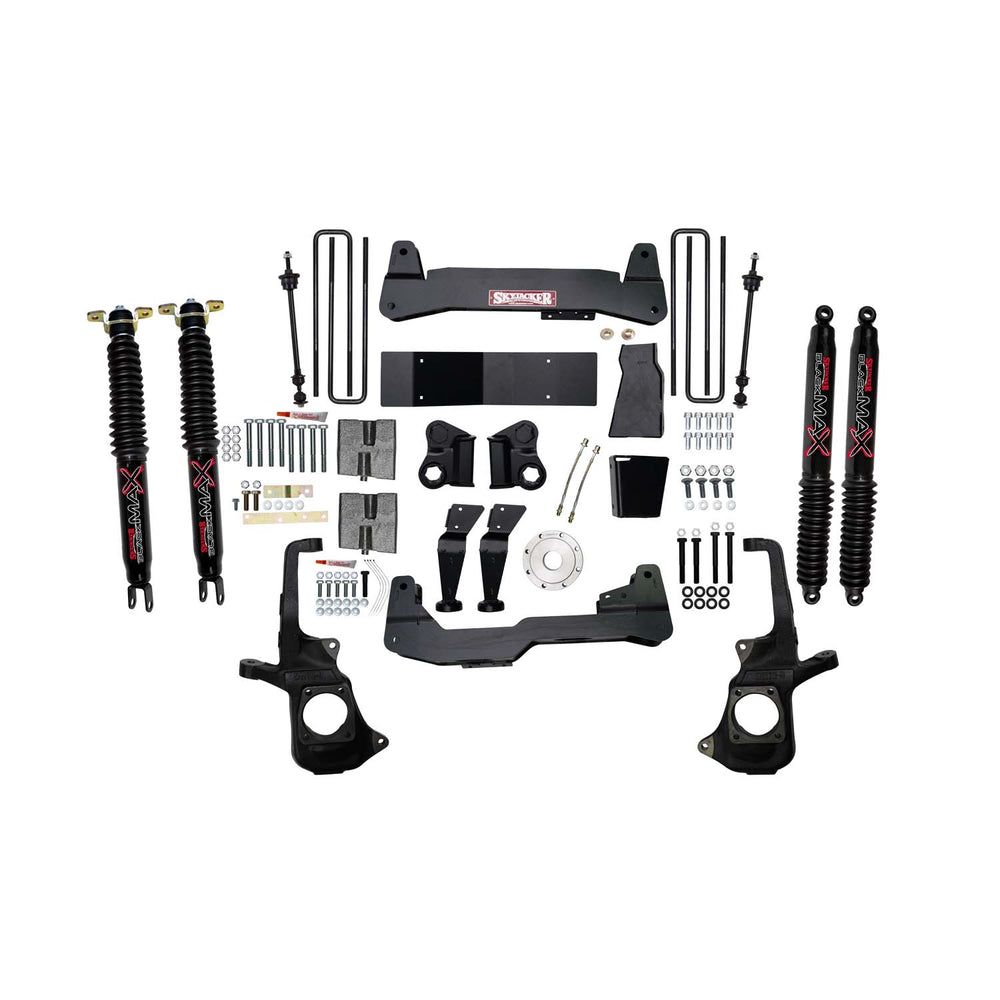 Skyjacker 7 in. Lift Kit With Raised Torsion Bar Brackets And Black MAX Shocks. — Front — 2011-2019 Chevrolet Silverado 3500 HD, GMC Sierra 3500 HD (C1178KH-B)
