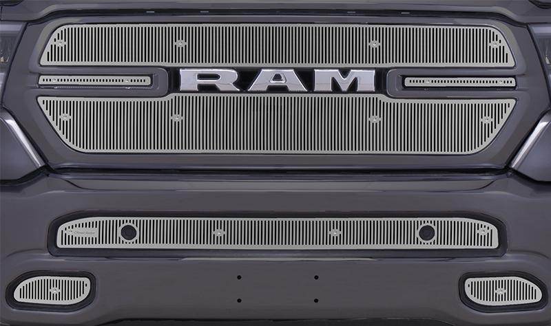 Cloud Rider Stainless Grille & Bumper Overlay 19-24 Ram 1500 Big Horn & Sport Without Camera with Park Sensor Provision