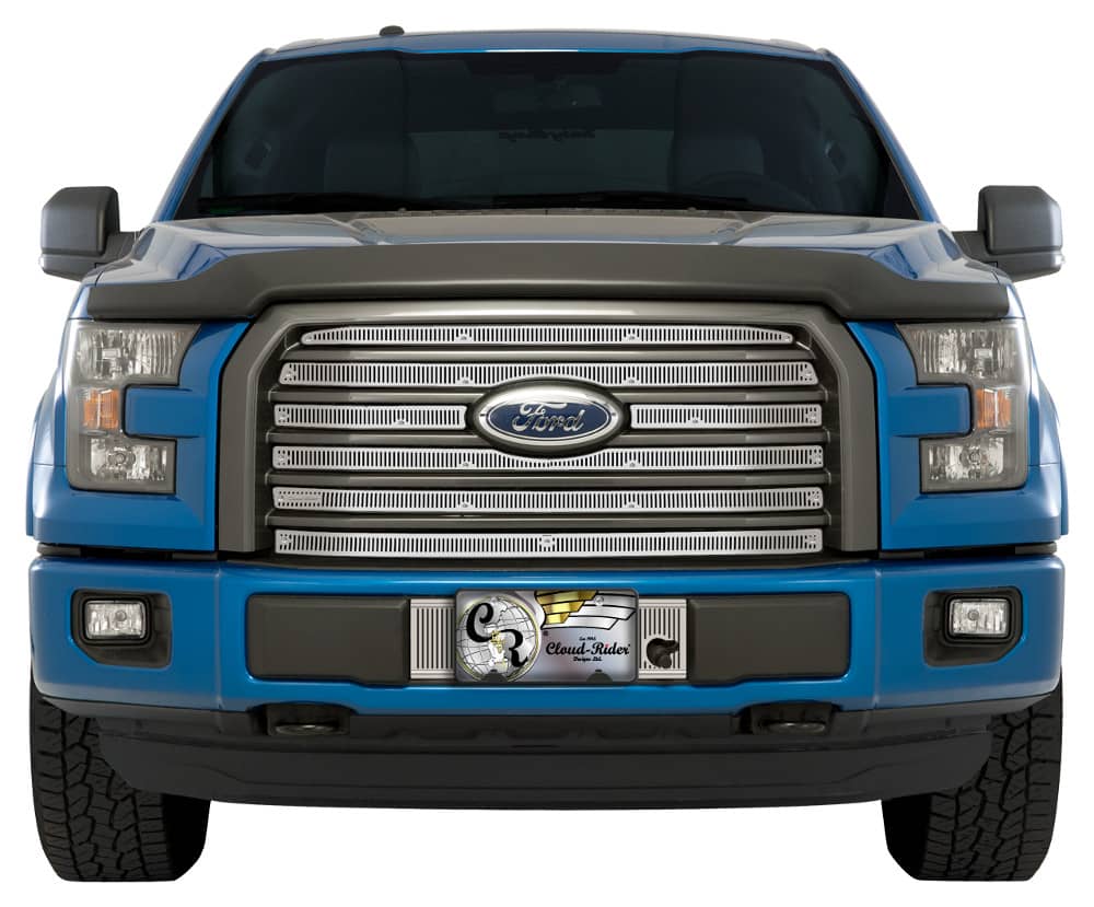 Cloud Rider Stainless Grille & Bumper Overlay - 16-17 F150 XLT & Lariat with Billet Grille & Appearance Package - with License Plate & Block Heater Hole