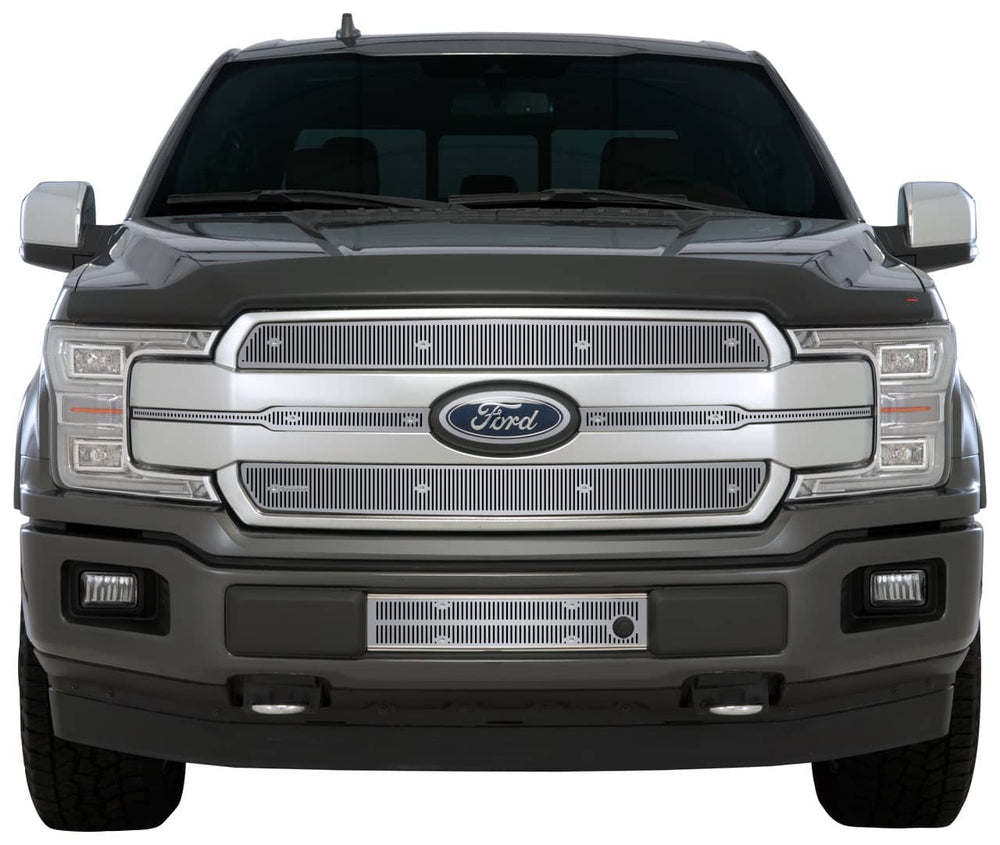 Cloud Rider Stainless Grille & Bumper Overlay - 18-20 F150 King Ranch & Platinum with Block Heater Hole