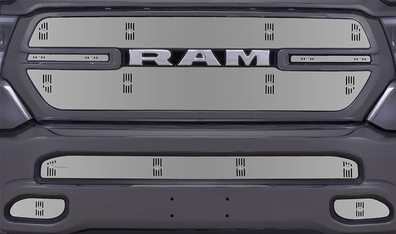 Cloud-Rider Stainless Winter Grille & Bumper Overlay - 19-24 Ram 1500 Big Horn & Sport Without Camera or Park Sensors
