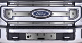CLOUD-RIDER STAINLESS WINTER GRILLE & BUMPER OVERLAY ; 20-22 SUPER DUTY XLT W/BLOCK HEATER W/LICENSE PLATE