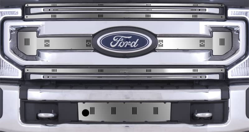 Cloud-Rider Stainless Winter Grille & Bumper Overlay - 20-22 Super Duty XLT W/Block Heater W/O License Plate