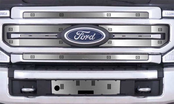 Cloud-Rider Stainless Winter Grille & Bumper Overlay - 20-22 Super Duty Lariat Without Adaptive Cruise Control with Block Heater with License Plate