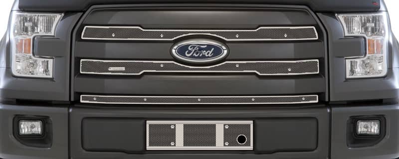 Cloud-Rider Grille & Bumper Overlay - 15-17 F150 Lariat & King Ranch with 3 Bar Grille - Without Licence Plate with Block Heater Hole