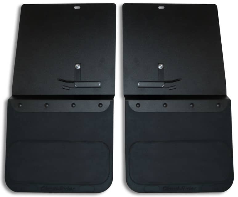 Cloud-Rider Black Custom Fit 14" Wide Kickback Rear Mud Flaps - 15-19 GM HD