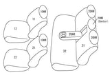 CLAZZIO GREY LEATHER FRONT & REAR SEAT COVERS ; 22-26 MAVERICK XLT WITH FRONT BUCKETS & BENCH REAR SEAT WITH CENTER ARMR