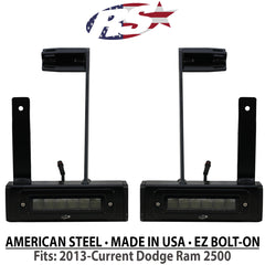Race Sport 2013-Current Dodge Ram 2500 Hitch Bar Reverse 7in LED Flood Lighting Heavy Duty Bolt-On Blacked Out Kit with Heated Lens and Dual End Light Cap