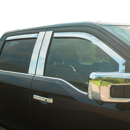 Putco 2014-2018 Silv/Sierra 1500/2015-2019 Silv/Sierra 2500/3500 Hd Double Cab 4Pc Chrome Inchannel Visors