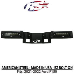 Race Sport 2021-2022 Ford F150 Hitch Bar Reverse 7in LED Flood Lighting Heavy Duty Bolt-On Blacked Out Kit with Heated Lens and Dual End Light Cap
