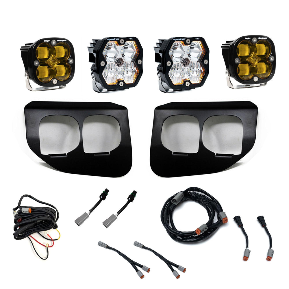 Baja Designs 2020-2022 Ford Super Duty, Dual Fog Pocket Kit, Squadron 2.0 SAE/Pro, Amber, SAE/PRO, DC