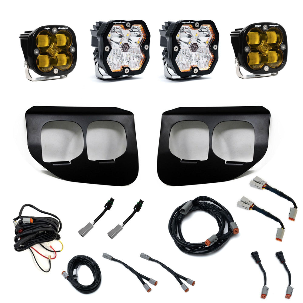 Baja Designs 2020-2022 Ford Super Duty, Dual Fog Pocket Kit, Squadron 2.0 SAE/Sport, Amber/Clear, SAE Fog