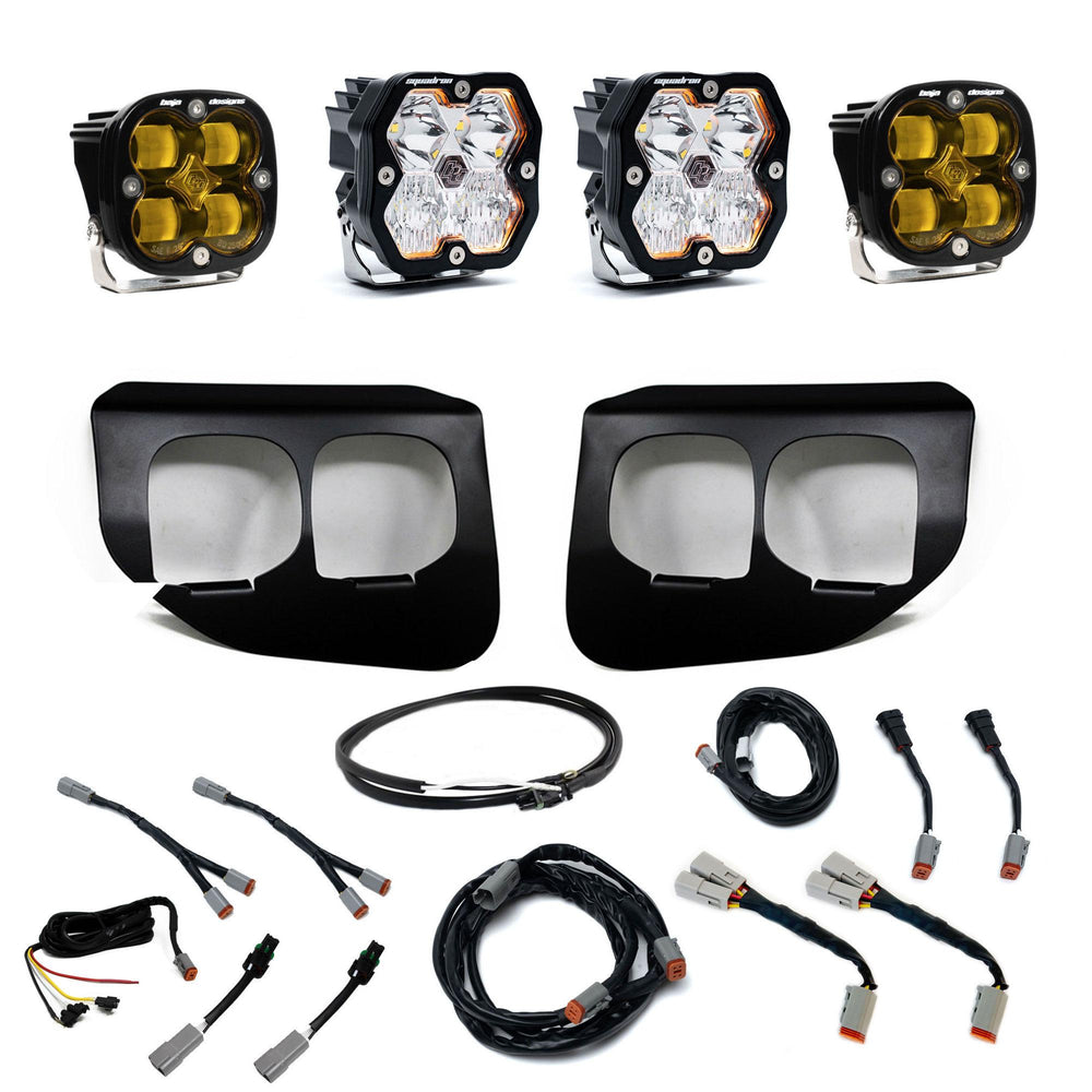 Baja Designs 2020-2022 Ford Super Duty, Fog Pocket Kit, Squadron 2.0, Amber SAE/Sport DC w/Upfitter