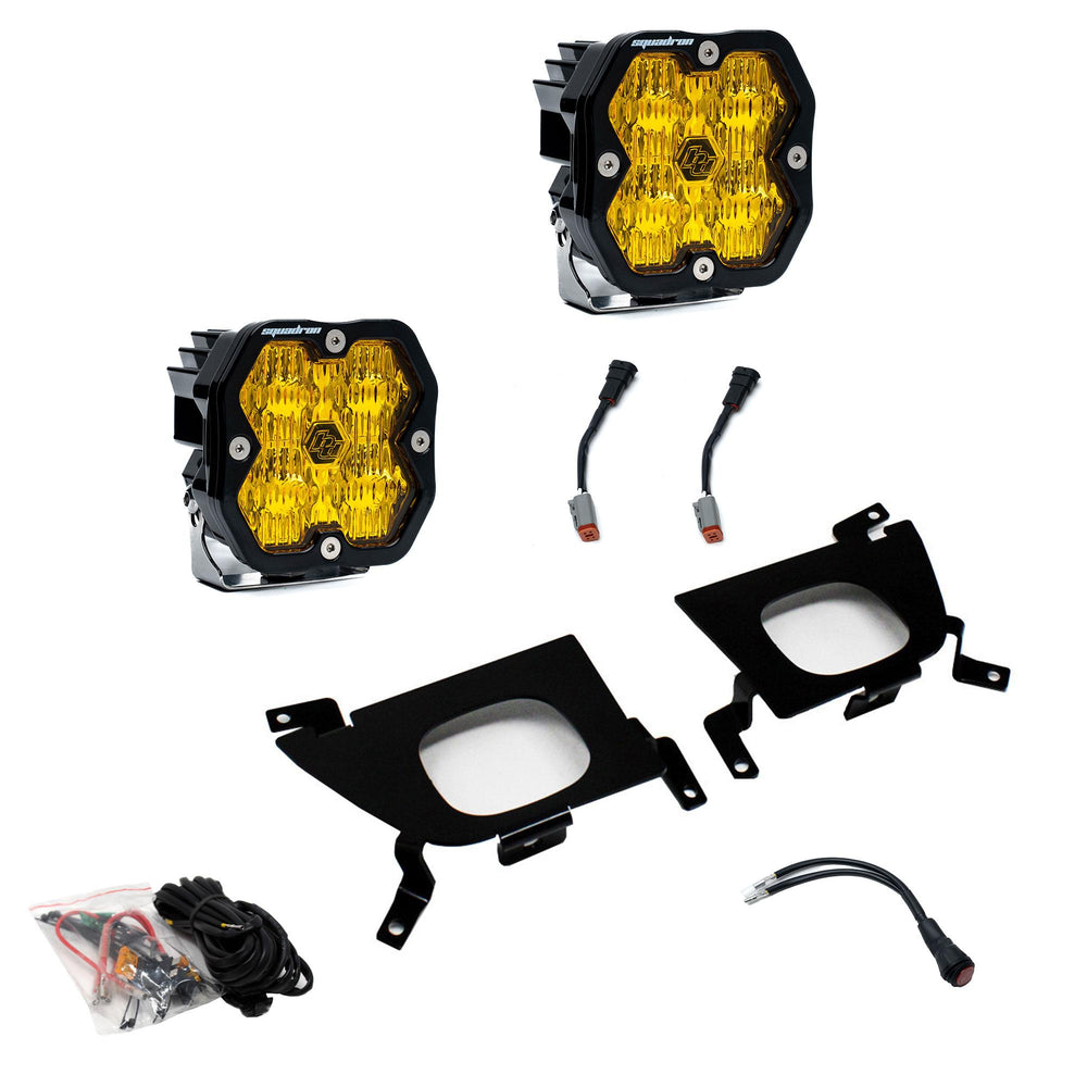 Baja Designs 2019-2022 Chevy 1500, 2020-2022 2500/3500, Fog Pocket Kit, Squadron Sport 2.0, Baja Amber, WC