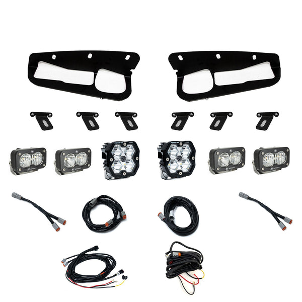 Baja Designs Ford, Bronco (21-26) S2 Sport D/C Clear, S2 Sport W/C Clear, Squadron 2.0 Pro Spot Clear, FPK Steel Bumper