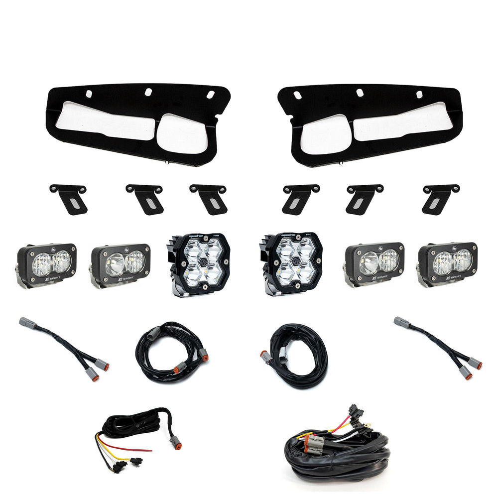 Baja Designs Ford, Bronco (21-26) S2 Sport D/C Clear, S2 Sport W/C Clear, Squadron 2.0 Pro Spot Clear, FPK Steel Bumper w/ upfitter