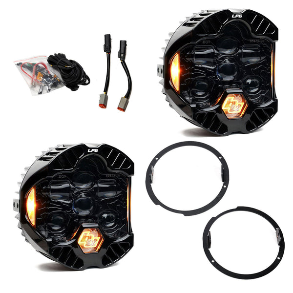 Baja Designs 2007-2018 Wrangler DOT Lp6 Headlight Kit Amber DRL
