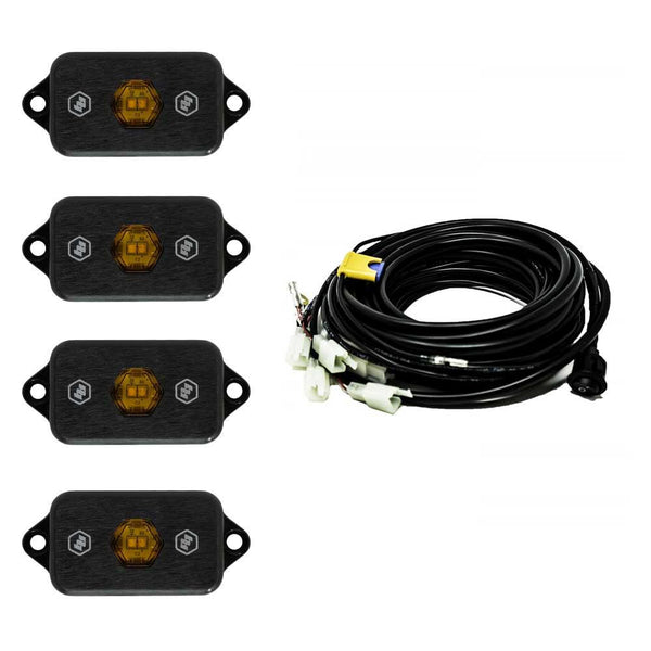 Baja Designs 4 Piece Rock Light Kit Universal Amber