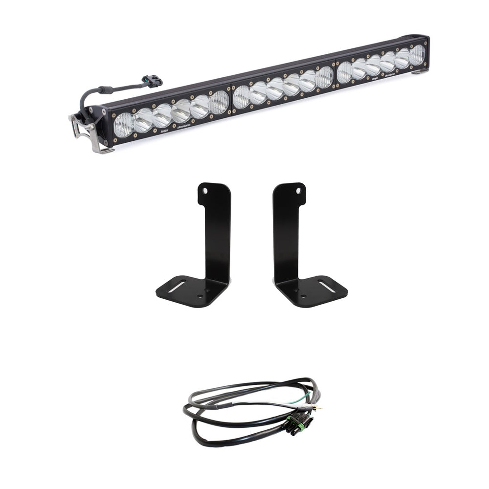 Baja Designs OnX6+ 30 Inch Bumper Kit - '20-26 Gladiator / '18-26 Wrangler JL - w/ OE Plastic Bumper (Driving/Combo - Clear - Upfitter Wiring) (447657UP)