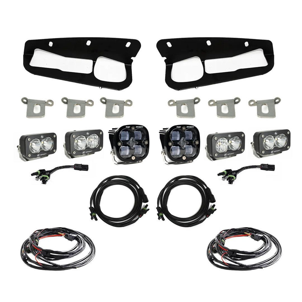 Baja Designs Squadron SAE/Dual S2 Sport Steel Bumper Fog Pocket Kit - '21-26 Bronco - '22-26 Bronco Raptor - Steel Bumper (SAE Fog - Clear - Toggle Wiring) (447761)