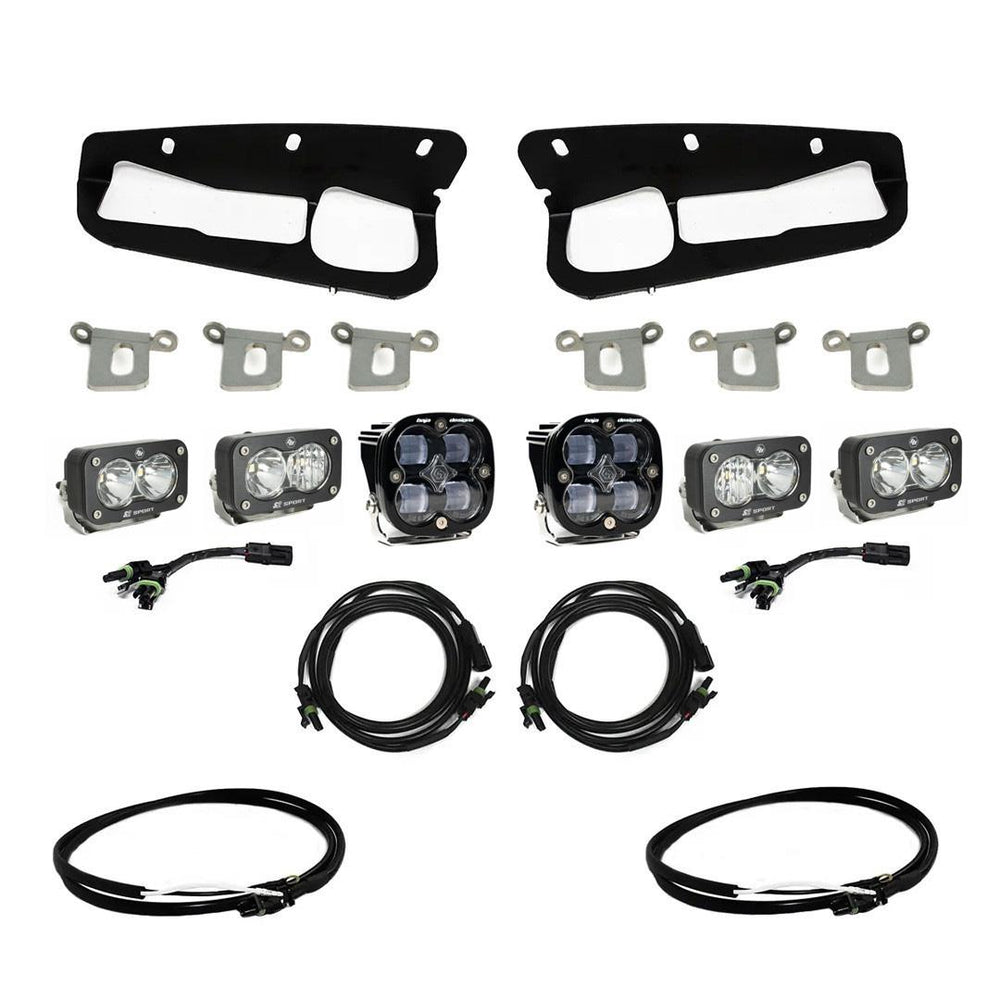 Baja Designs Squadron SAE/Dual S2 Sport Steel Bumper Fog Pocket Kit - '21-26 Bronco - '22-26 Bronco Raptor - Steel Bumper (SAE Fog - Clear - Upfitter Wiring) (447761UP)