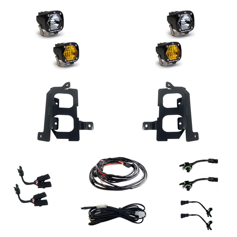 S1 Dual Fog Pocket Kit - '19-22 Sierra 1500 (Wide Cornering/Spot - Baja Amber/Clear)