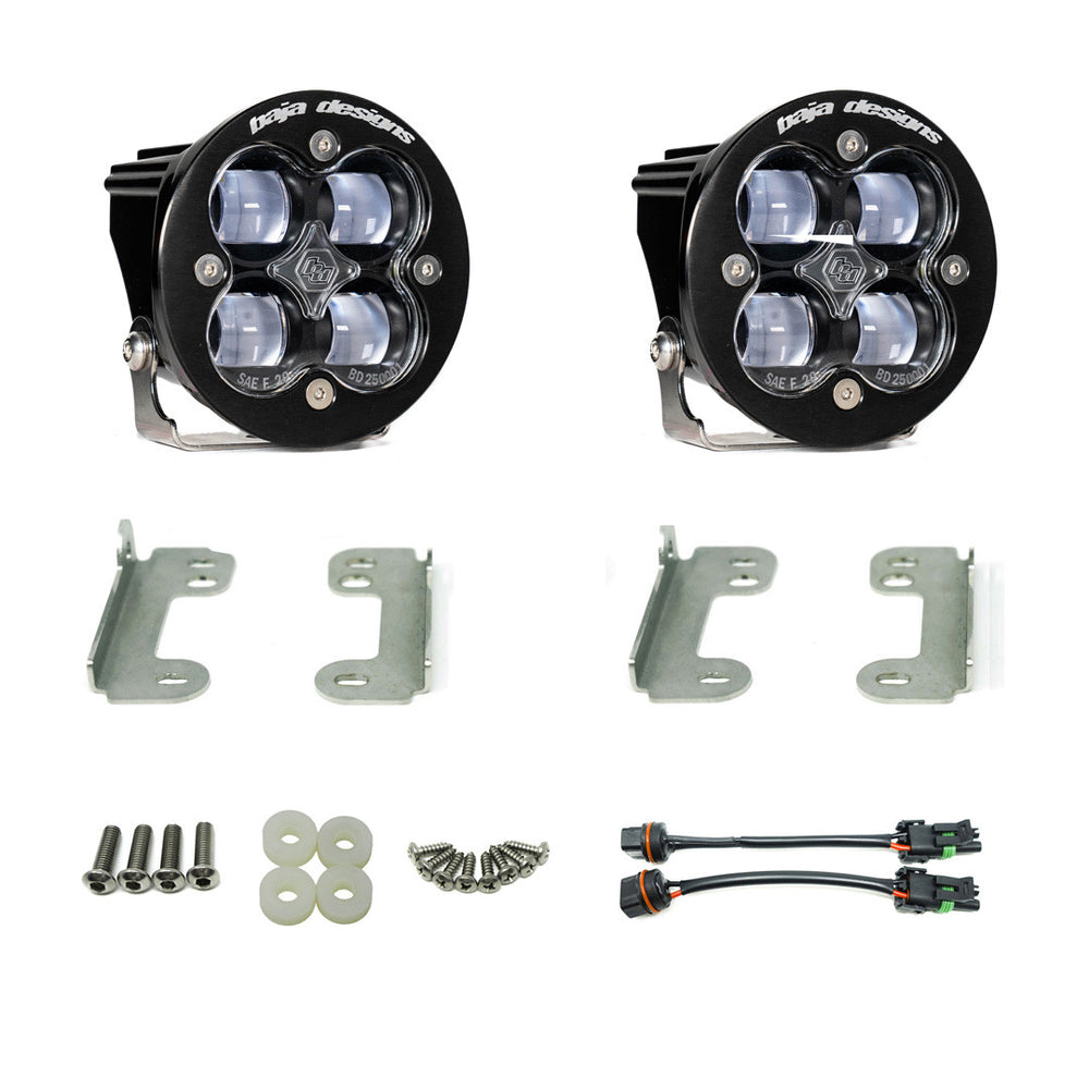 Baja Designs Jeep JK Squadron-R SAE Fog Pocket Light Kit - Jeep 2007-09 Wrangler JK - NOTE: w/ Standard OE Bumper (Clear)