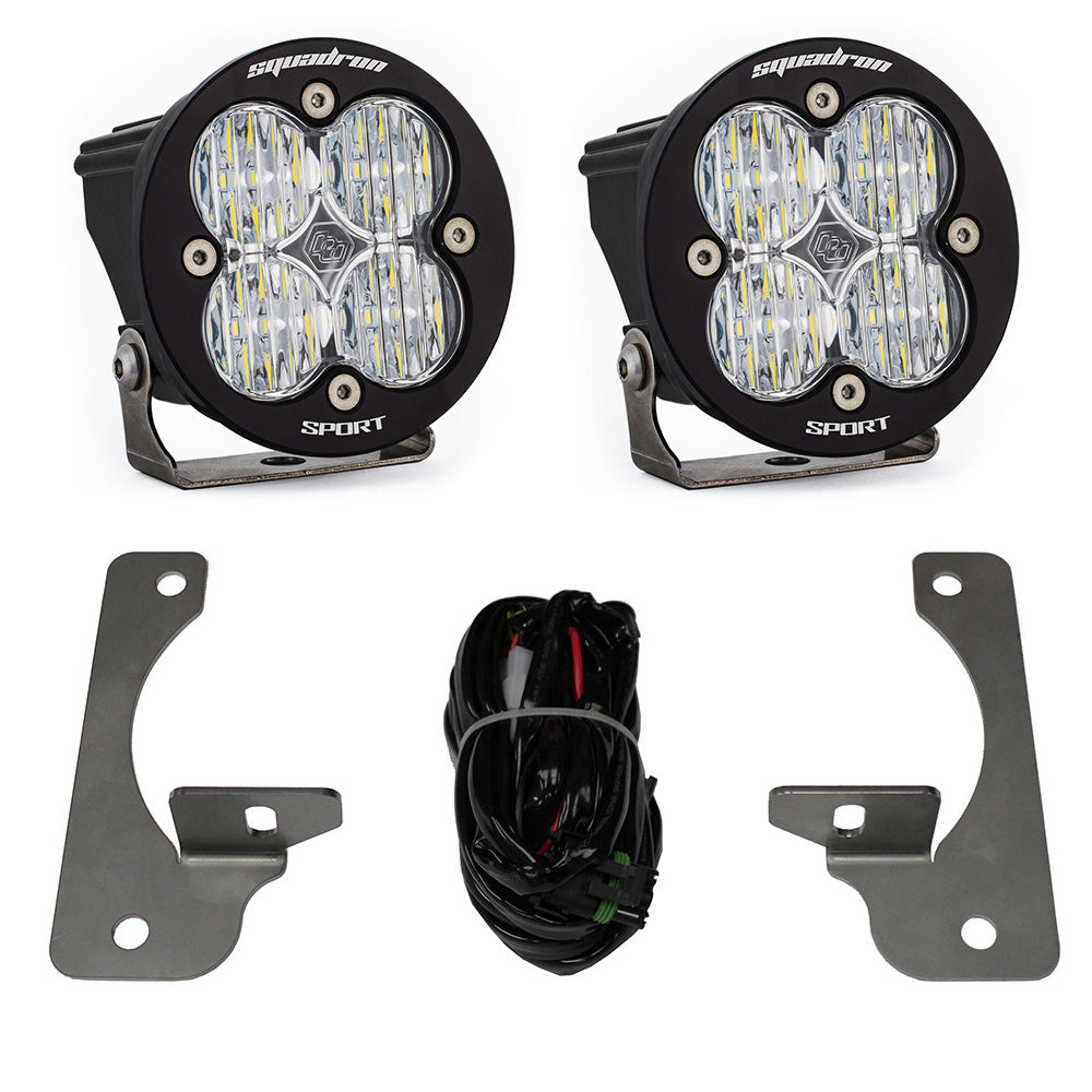 Baja Designs Jeep JK Squadron-R Sport Fog Pocket Light Kit - Jeep 2007-09 Wrangler JK - NOTE: w/ Premium OE Bumper (Clear)