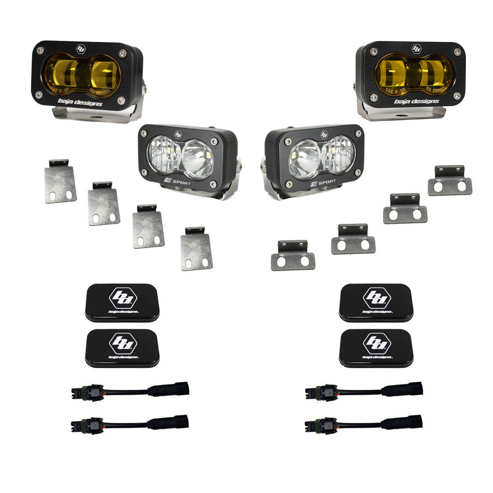 Baja Designs S2 SAE Amber/S2 Sport Fog Pocket Kits - Ford 2021-2026 F-150 Raptor, 2023-2026 Bronco Raptor, 2024-2026 F-150 Raptor 37/R
