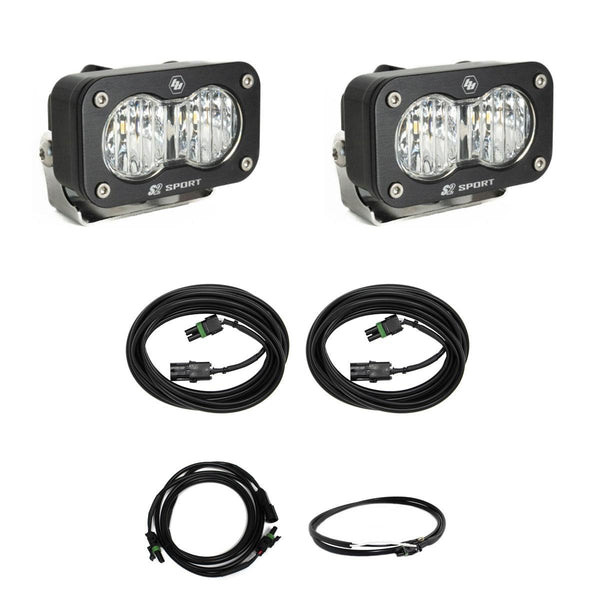 Baja Designs S2 Sport W/C, Reverse Kit w/ Upfitter (Wide Cornering, Clear, Upfitter Wiring) — 2023-2026 Ford F-250 / F-350 Super Duty