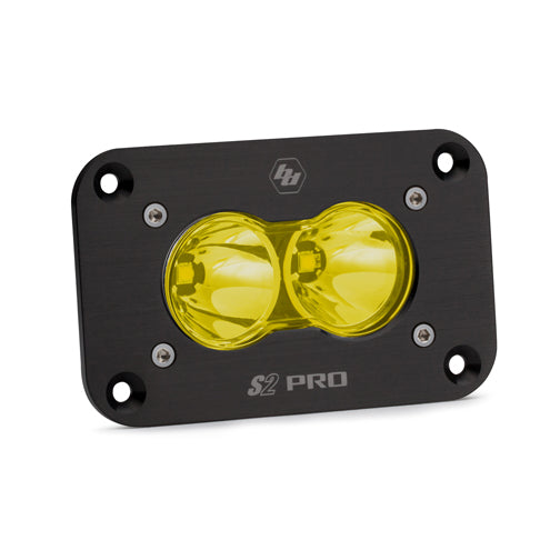 Baja Designs S2 Pro Black Flush Mount LED Light Pod (Spot; Baja Amber)