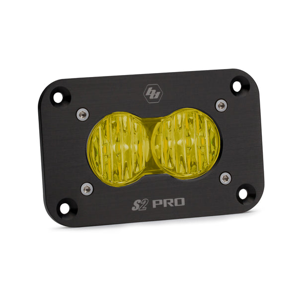 Baja Designs S2 Pro Black Flush Mount LED Light Pod (Wide Cornering; Baja Amber)