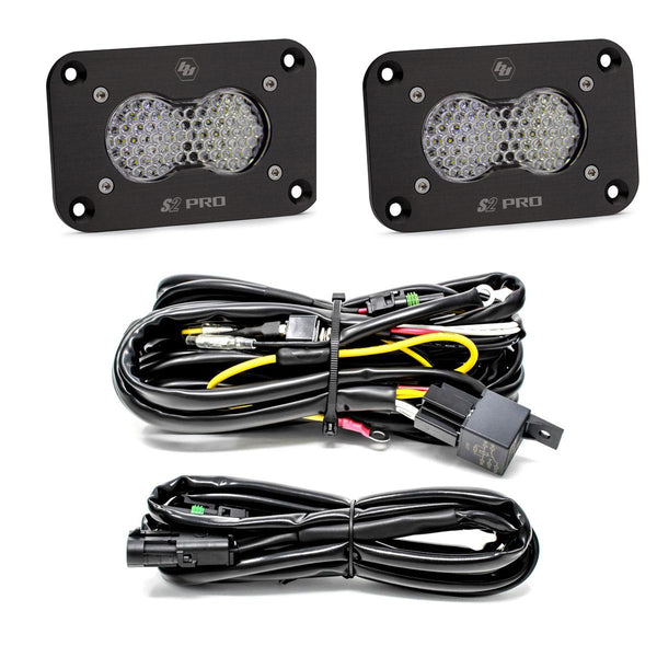 Baja Designs S2 Pro Black Flush Mount LED Light Pod Reverse Kit (Work/Scene - Clear)